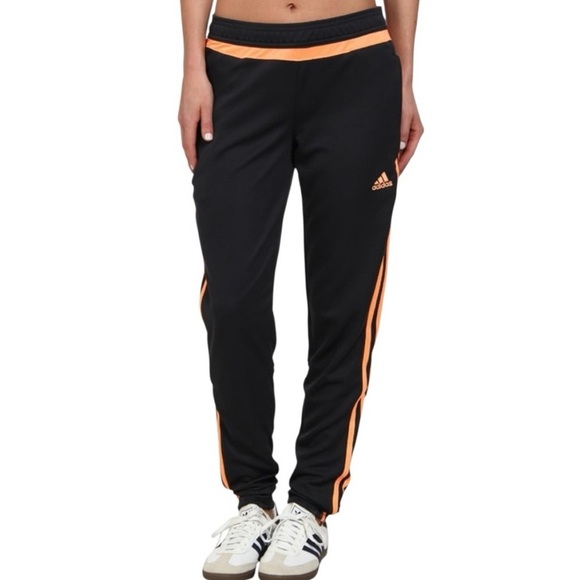 Adidas Trio 15 Training Pants Climacool Workout Joggers Black Orange Zip Ankle - Picture 14 of 14